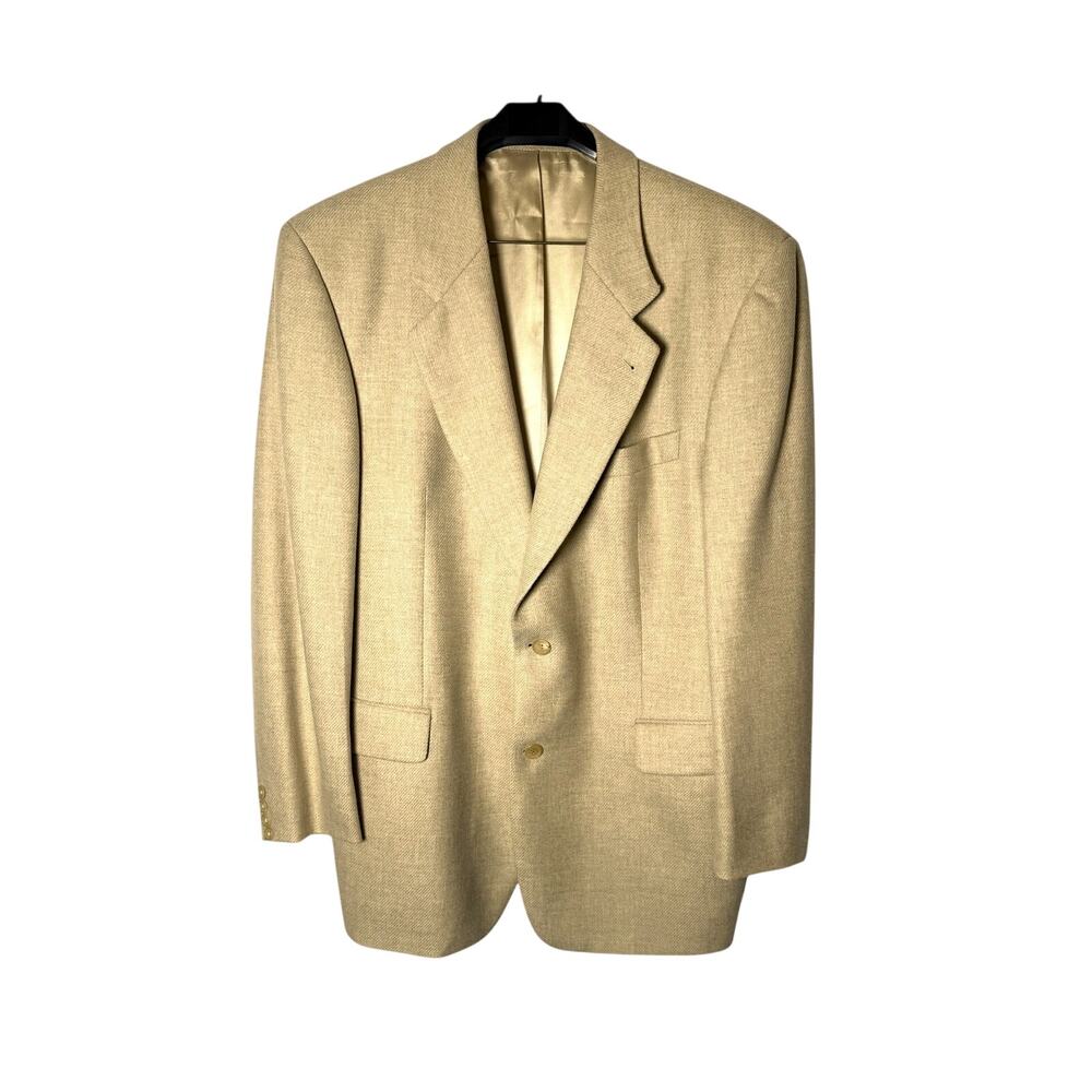 Hugo Boss Sport Coat Mens 46R Tan Cashmere Wool Single Breast Made in USA Vintag
